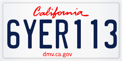 CA license plate 6YER113
