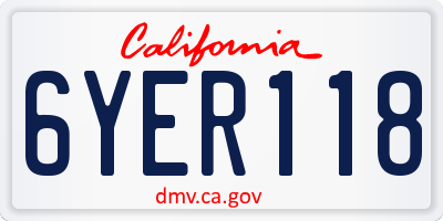 CA license plate 6YER118