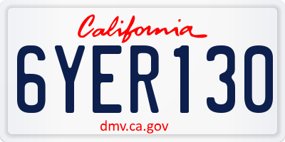 CA license plate 6YER130