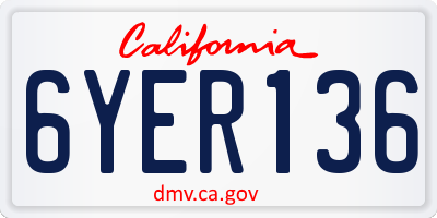 CA license plate 6YER136