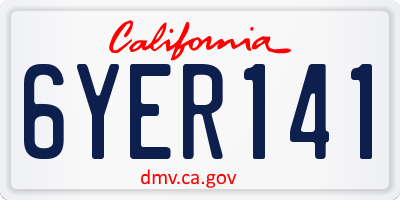 CA license plate 6YER141