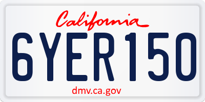 CA license plate 6YER150