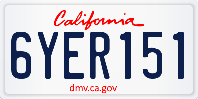 CA license plate 6YER151