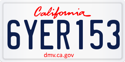 CA license plate 6YER153