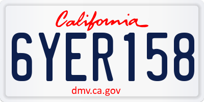 CA license plate 6YER158