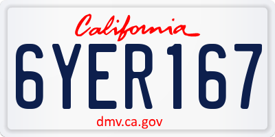 CA license plate 6YER167