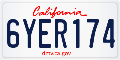 CA license plate 6YER174