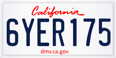 CA license plate 6YER175