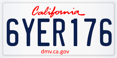 CA license plate 6YER176