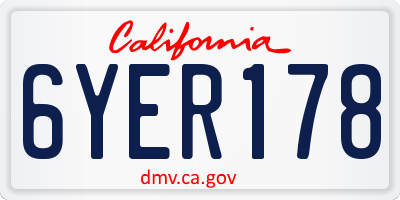 CA license plate 6YER178