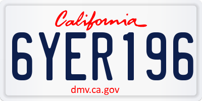 CA license plate 6YER196