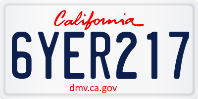 CA license plate 6YER217