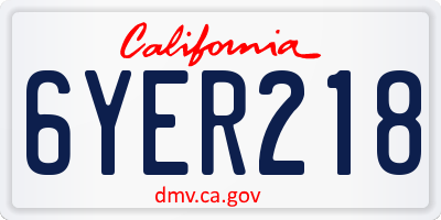 CA license plate 6YER218
