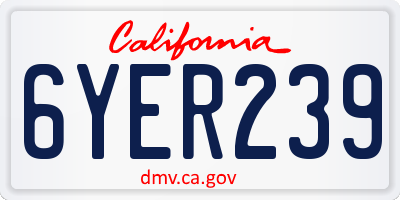 CA license plate 6YER239