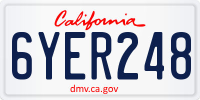 CA license plate 6YER248