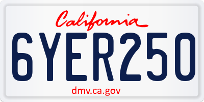 CA license plate 6YER250
