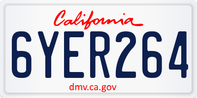 CA license plate 6YER264