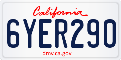 CA license plate 6YER290