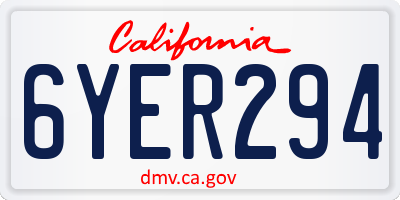 CA license plate 6YER294