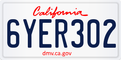 CA license plate 6YER302