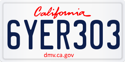 CA license plate 6YER303