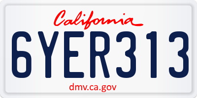CA license plate 6YER313
