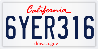 CA license plate 6YER316