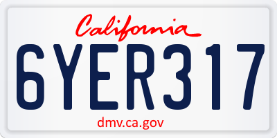 CA license plate 6YER317