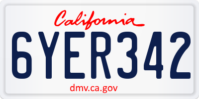CA license plate 6YER342