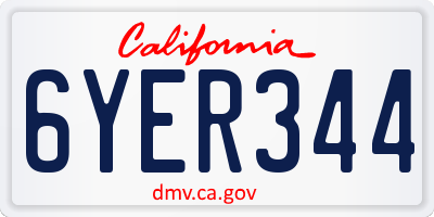CA license plate 6YER344
