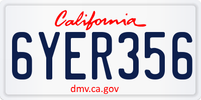 CA license plate 6YER356