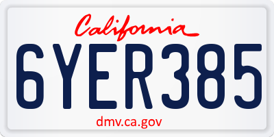 CA license plate 6YER385
