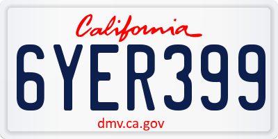CA license plate 6YER399