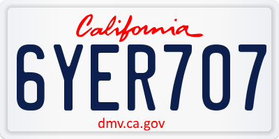 CA license plate 6YER707
