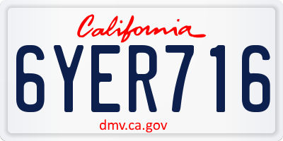 CA license plate 6YER716