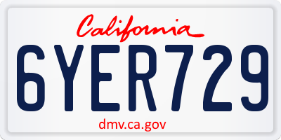 CA license plate 6YER729