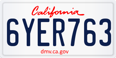 CA license plate 6YER763