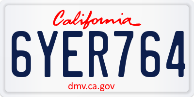 CA license plate 6YER764