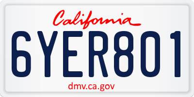 CA license plate 6YER801