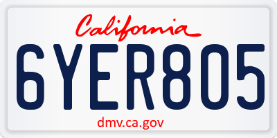 CA license plate 6YER805