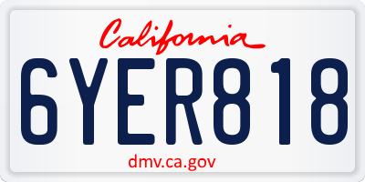CA license plate 6YER818