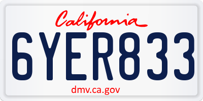 CA license plate 6YER833