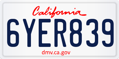 CA license plate 6YER839