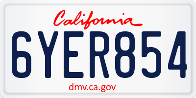 CA license plate 6YER854