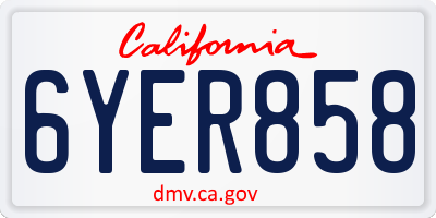 CA license plate 6YER858