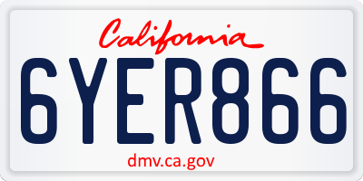 CA license plate 6YER866