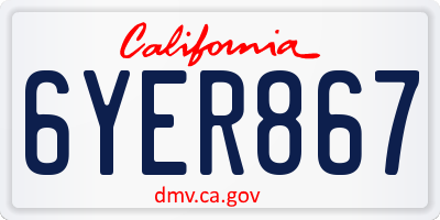 CA license plate 6YER867