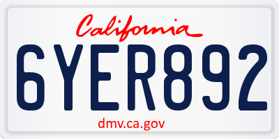 CA license plate 6YER892