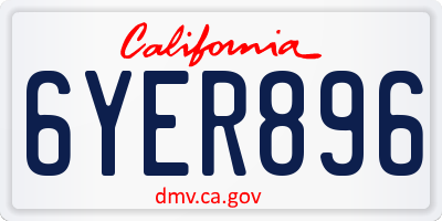 CA license plate 6YER896