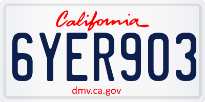 CA license plate 6YER903